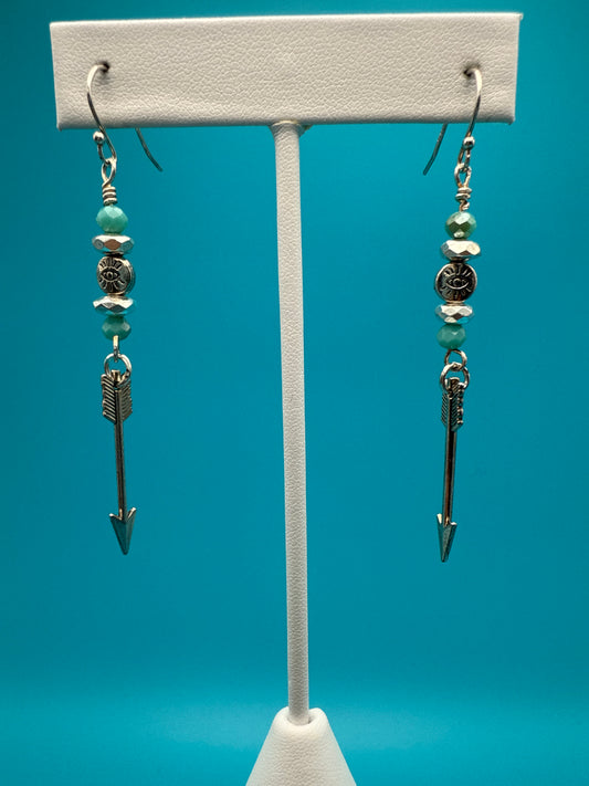 Hematite Eye & Arrow Earrings