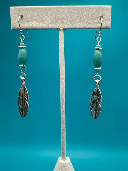 Turquoise Feather Earrings