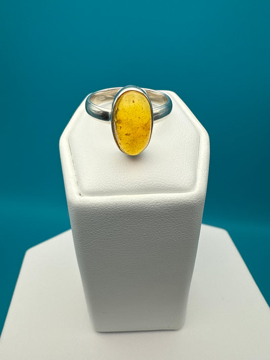 Amber Sterling Silver Ring